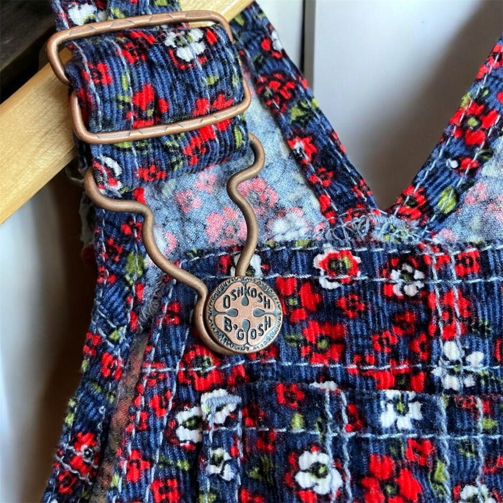 OSHKOSH B’GOSH Vestbak Girls 3 Months Floral Corduroy Overalls Country Cottage - Picture 6 of 9